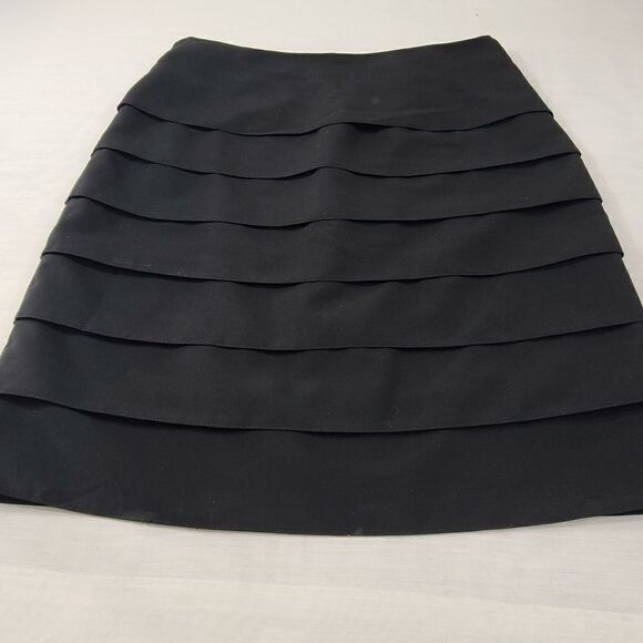 D.F.A. New York Ruffled Black A-Line Skirt - Picture 2 of 6